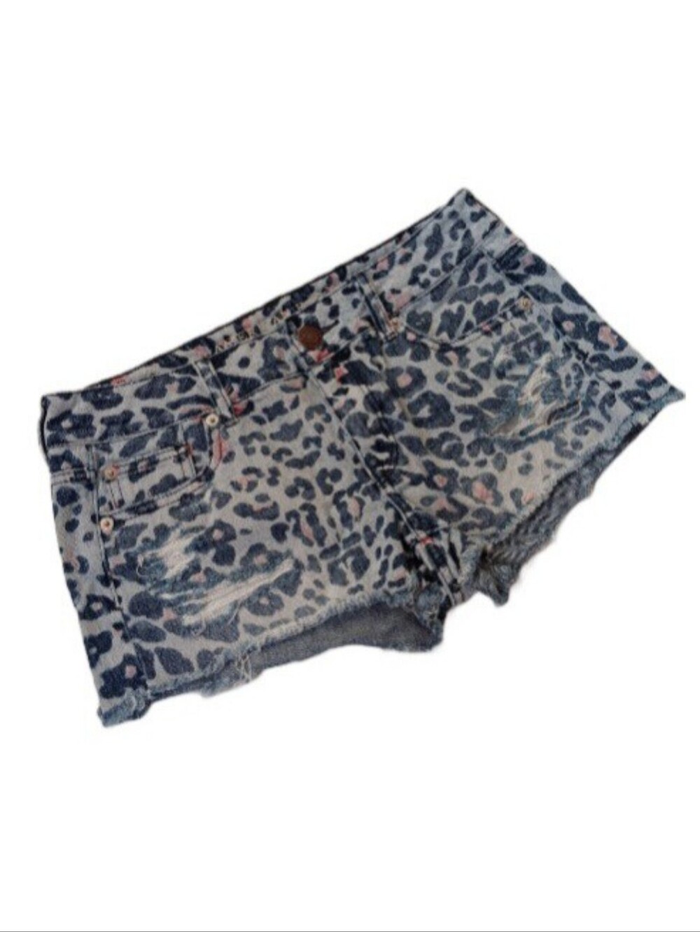 American Eagle Outfitters Blue and Red Leopard Jean Shorts | EUC | Shortie - Picture 16 of 16